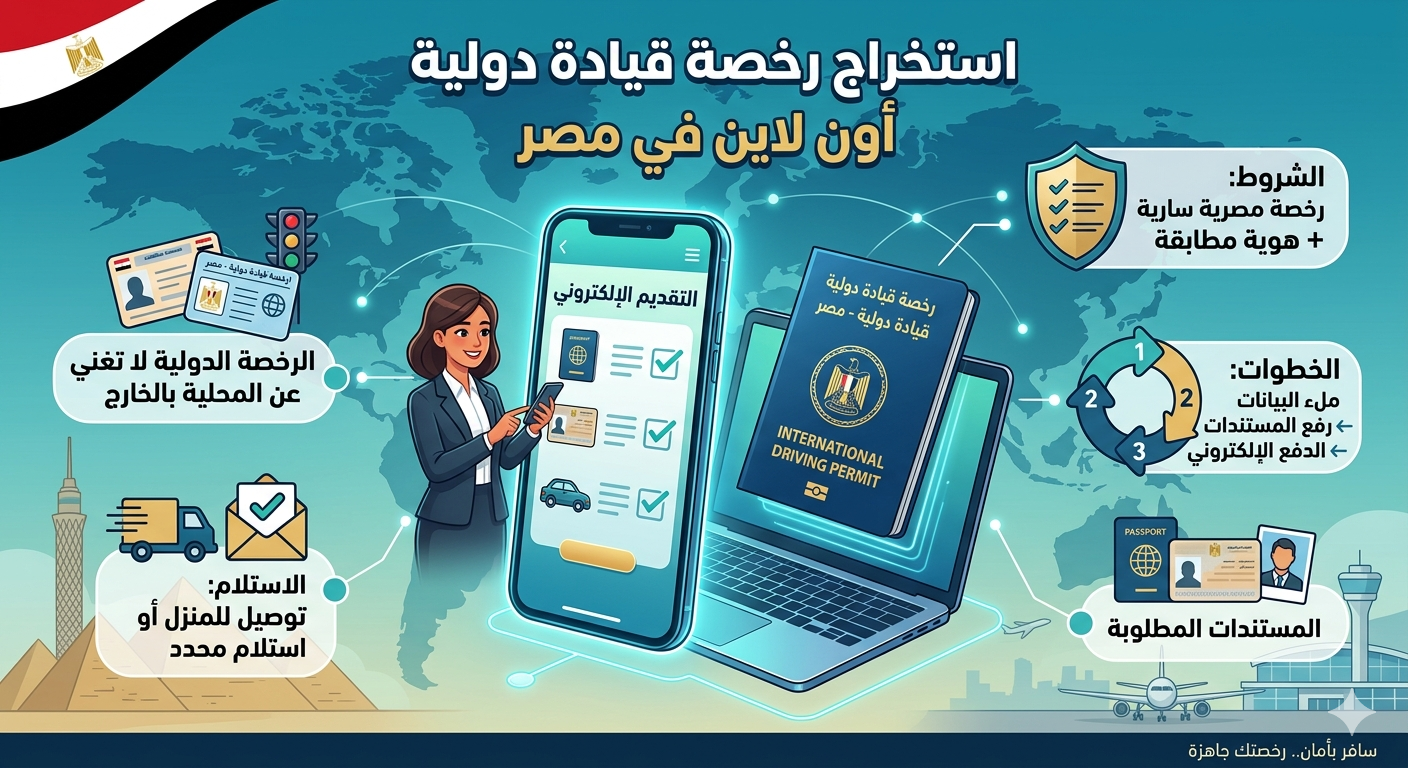 استخراج رخصه قيادة دولية اونلاين في مصر