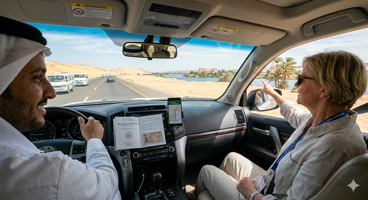 صوره توضح يا جوجل السفر في اسوان ب رخصه قياده دوليه للاجانب او العرب والخليجيين